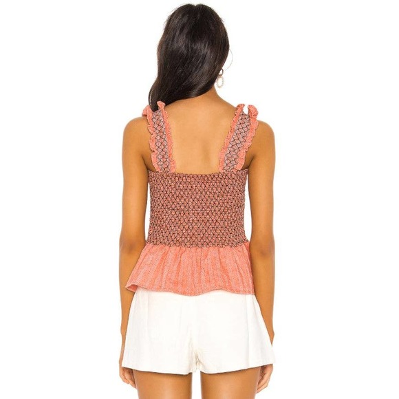 Line & Dot Revolve Zoe Smocked Top Ruffle Trim Women's XS - Picture 3 of 12